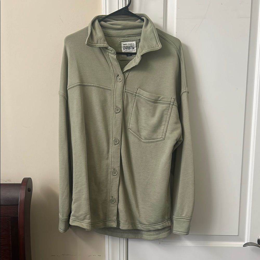 American Eagle Outfitters Olive Green Button-Up Top